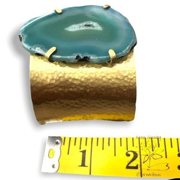 Hand Crafted using Brass and Agate | Cuff Bracelet - Picture 7 of 11